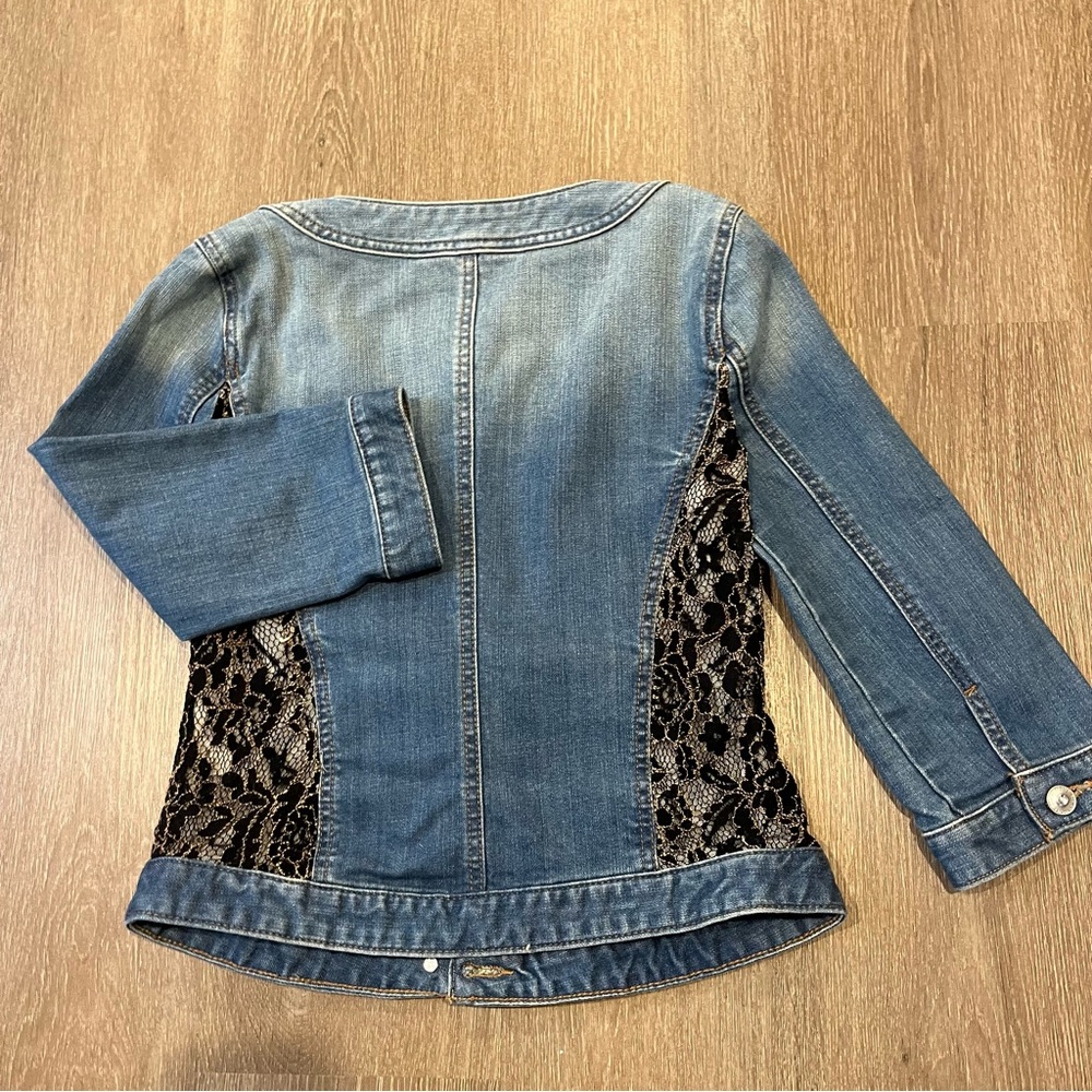 Vintage 90s Boston Proper Lace and Denim Jacket - Picture 13 of 14